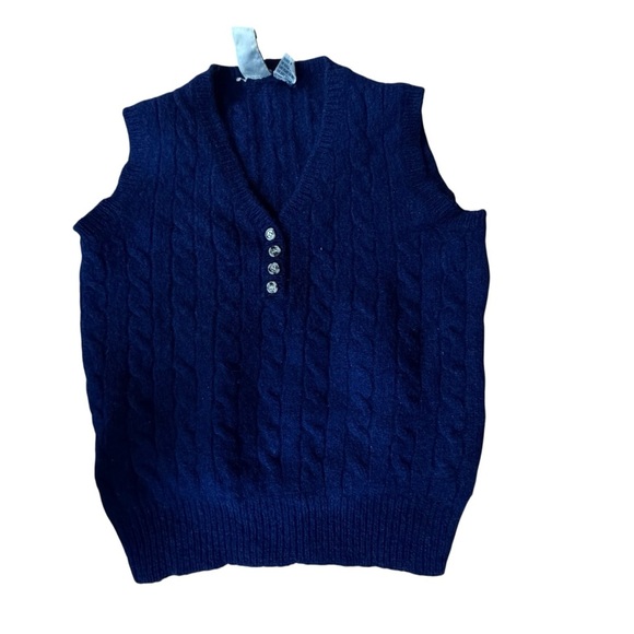 Vtg J.G. Hook Women’s Shetland 100% Wool Blue Vest Size S academia heritage - Picture 5 of 10